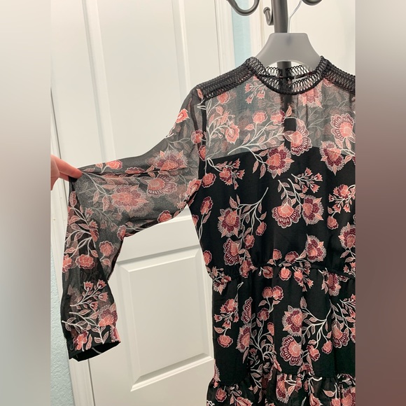 Bb Dakota long sleeve ruffled mini dress, black, size M - Picture 2 of 6